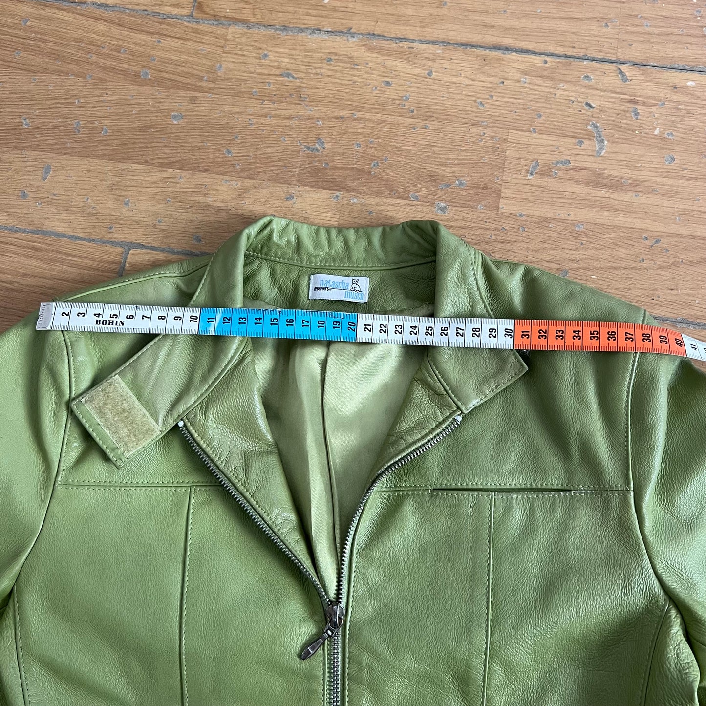 Veste en cuir vert olive zippée - Taille S by SARLOTTE