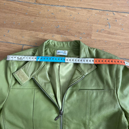 Veste en cuir vert olive zippée - Taille S by SARLOTTE