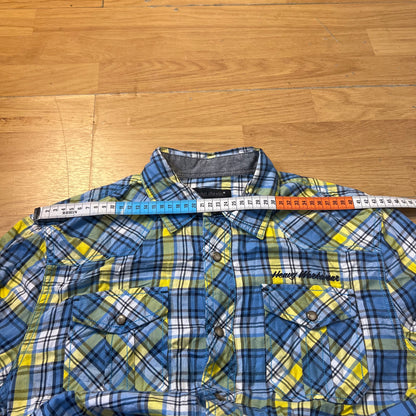 Chemise manches longues jaune et bleu tartan - John Devin - Taille XS
