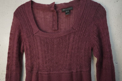 Robe aubergine mi-longue en laine – taille M