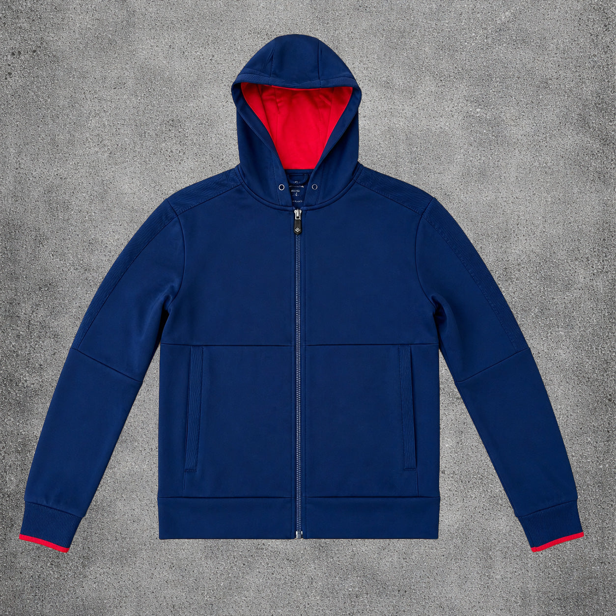 Sweat zippé bleu avec capuche rouge - Reebok - Taille M