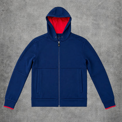 Sweat zippé bleu avec capuche rouge - Reebok - Taille M