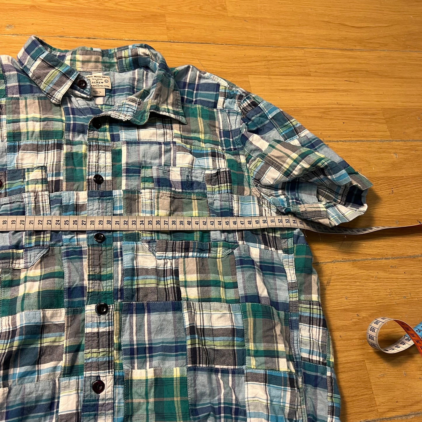 Chemise manches courtes tartan bleue - J.Crew - Taille L