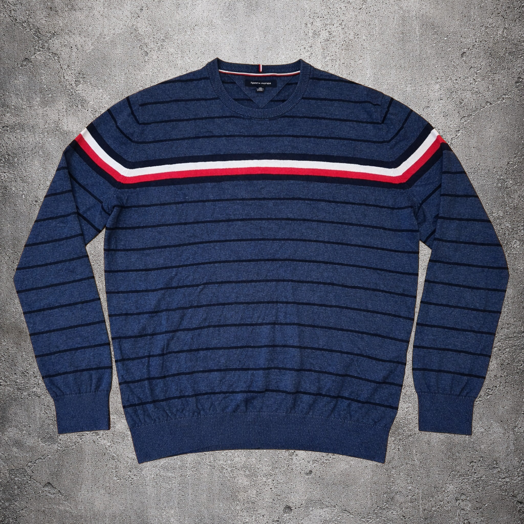 Pull rayé bleu - Tommy Hilfiger - Taille XXL