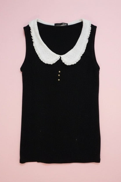 Top noir et blanc à col dentelle – by Zainab