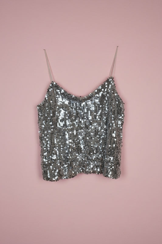 Top sequins argenté – by Zainab