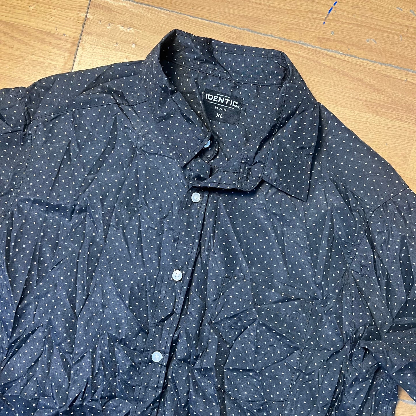 Chemise manches courtes noire à pois blancs - Identic - Taille XL