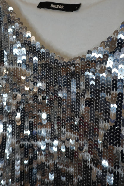 Top sequins argenté – by Zainab