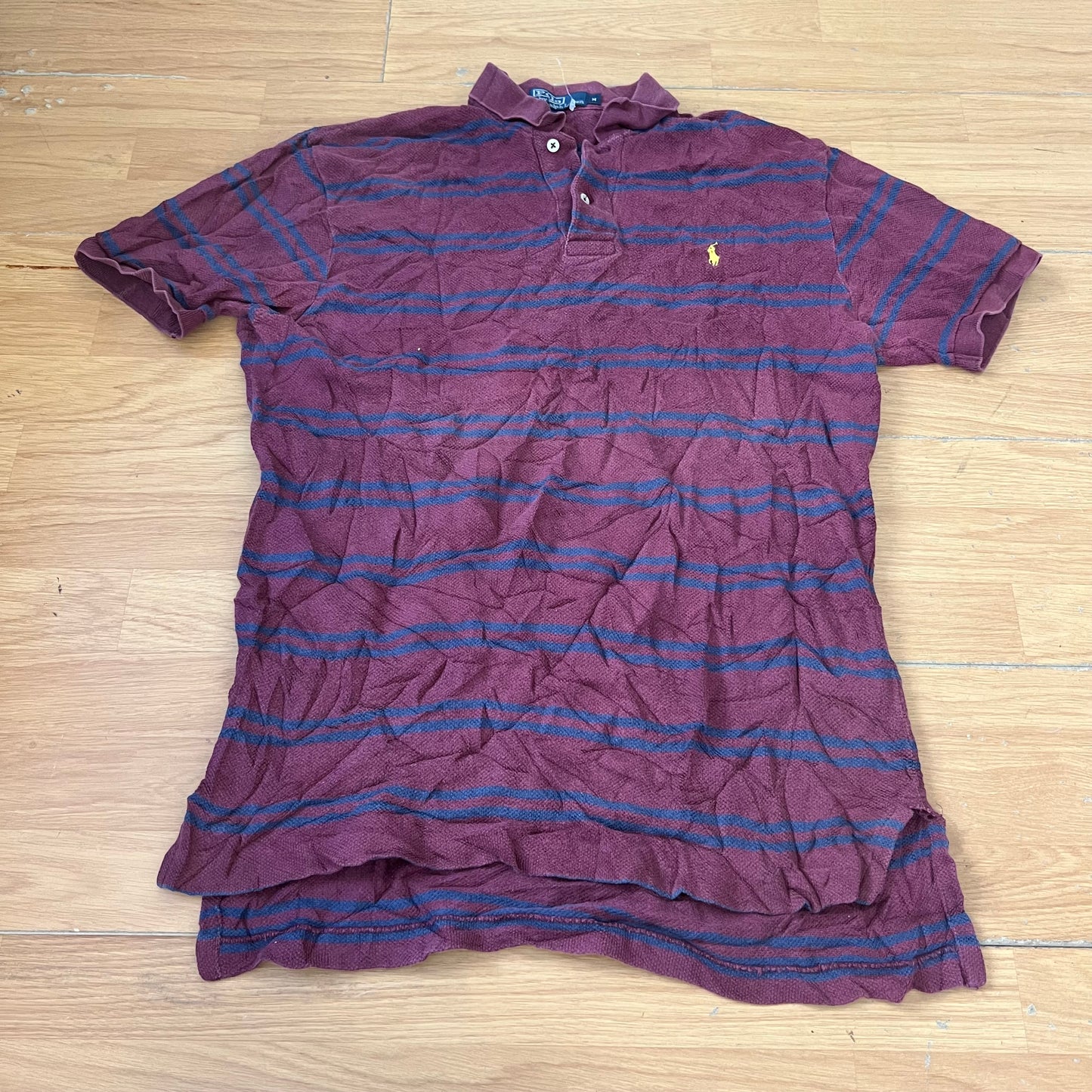 Polo rayé bordeaux et bleu - Ralph Lauren - Taille M
