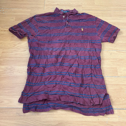 Polo rayé bordeaux et bleu - Ralph Lauren - Taille M