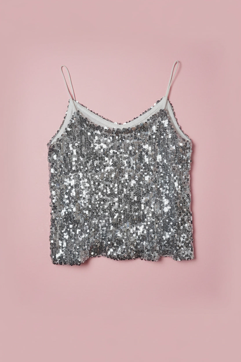 Top sequins argenté – by Zainab