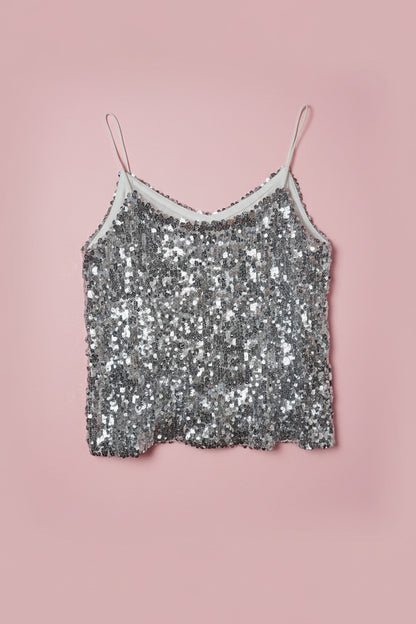 Top sequins argenté – by Zainab