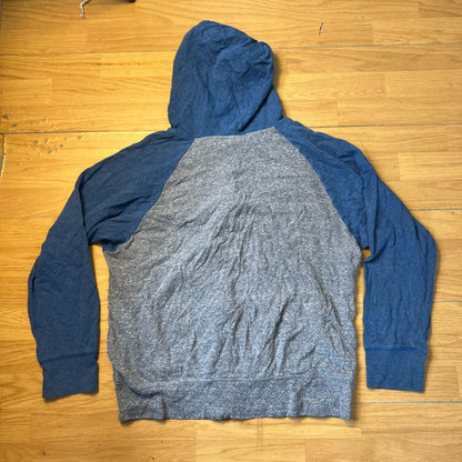 Sweat zippé à capuche gris et bleu - Taille M