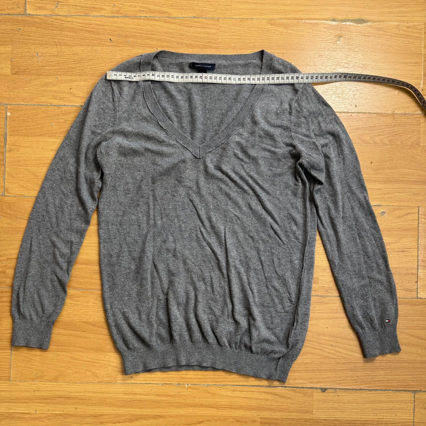 Pull col V gris - Tommy Hilfiger - Taille M