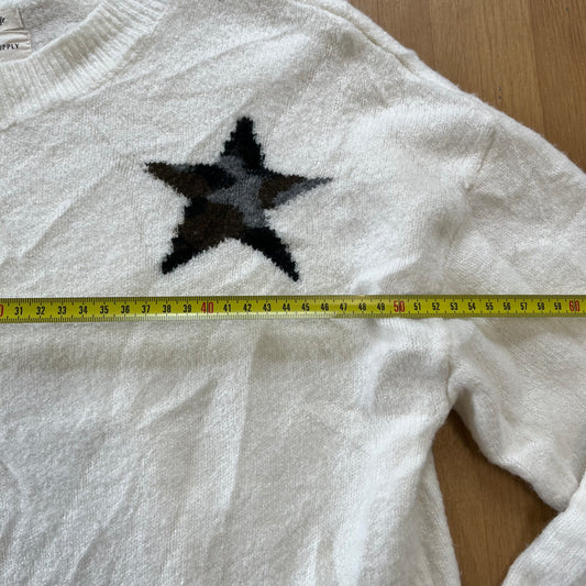 Pull blanc Thread & Supply avec étoiles – Taille S