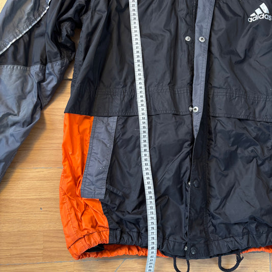 Veste imperméable vintage noire et orange - Adidas - Taille XL