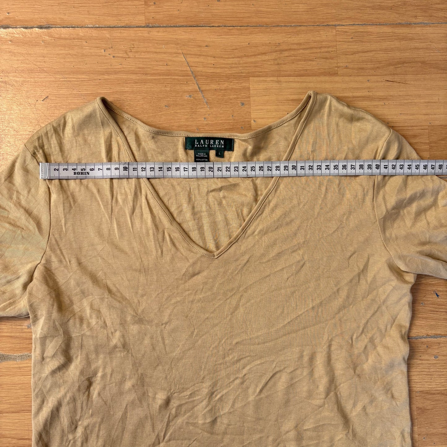 Top decolleté jaune - Lauren by Ralph Lauren - Taille L