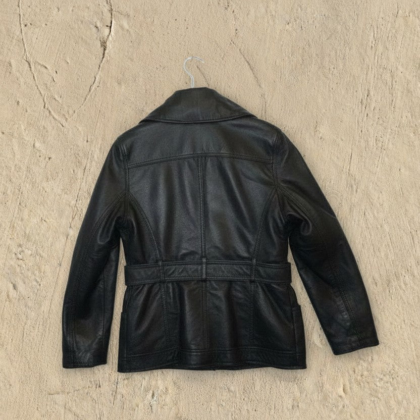 Veste en Cuir Véritable Noir - by KER - Taille : S/M