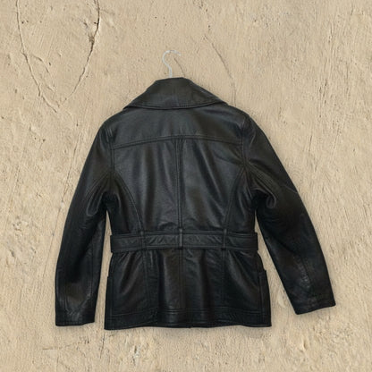 Veste en Cuir Véritable Noir - by KER - Taille : S/M