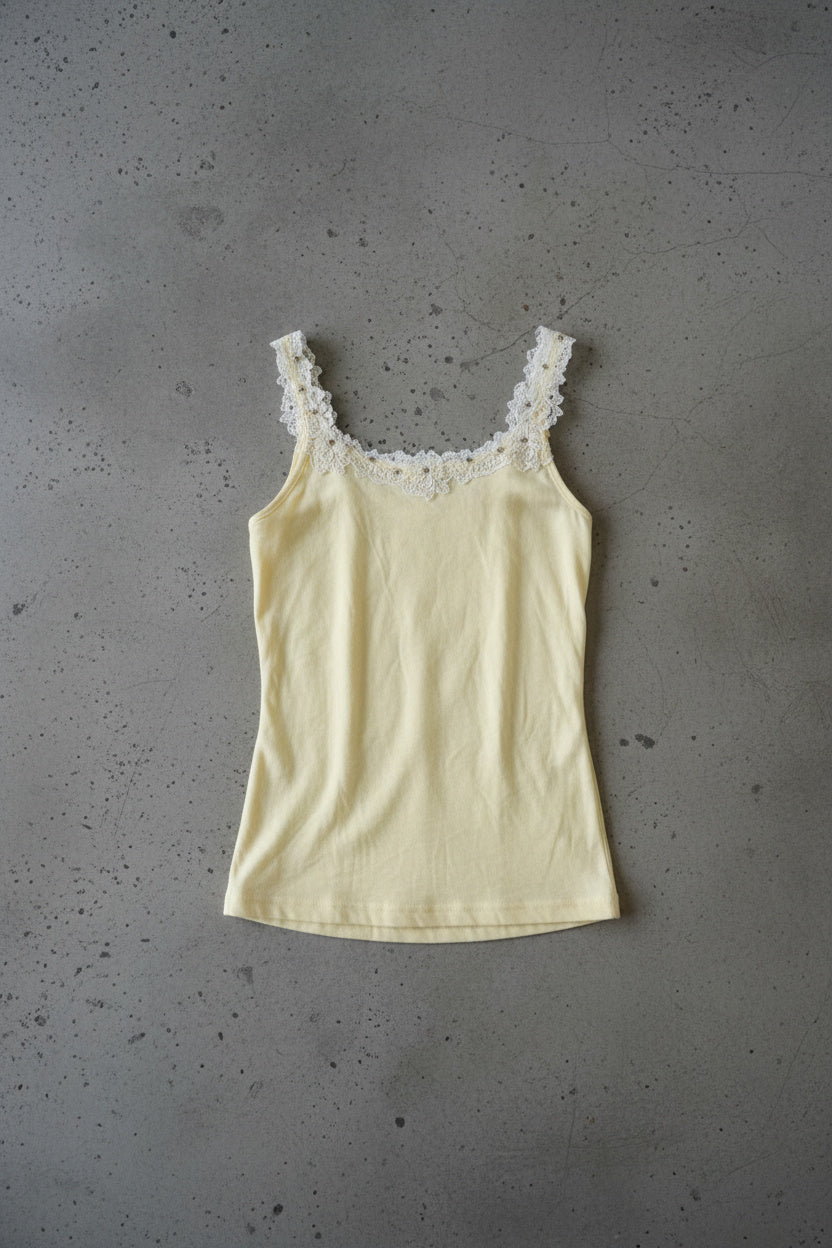 Top jaune pastel en coton – taille M
