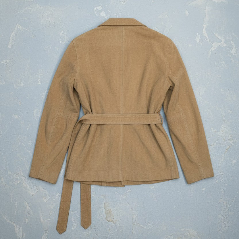 Veste en cuir beige élégante avec ceinture – By MIA