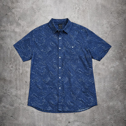Chemise manches courtes bleu à motif - Armani Exchange - Taille XXL