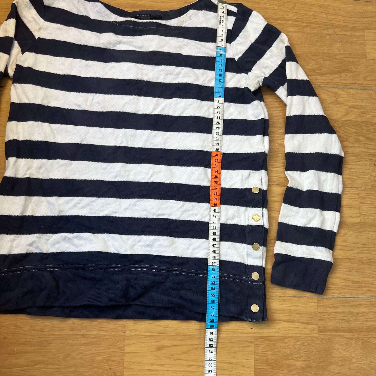 Top manches longues rayé blanc et bleu - Tommy Hilfiger (femme) - Taille S