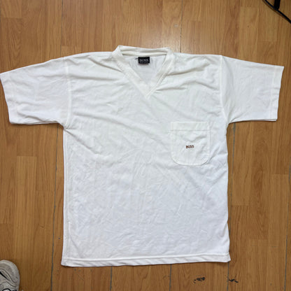 T-shirt blanc col V - Hugo Boss - Taille M