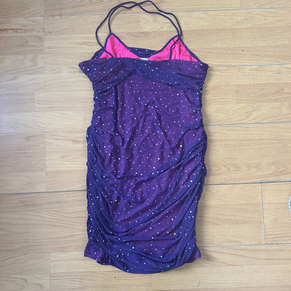 Robe de soirée violette et rose à paillettes avec bretelles croisées - Taille M/L by SARLOTTE