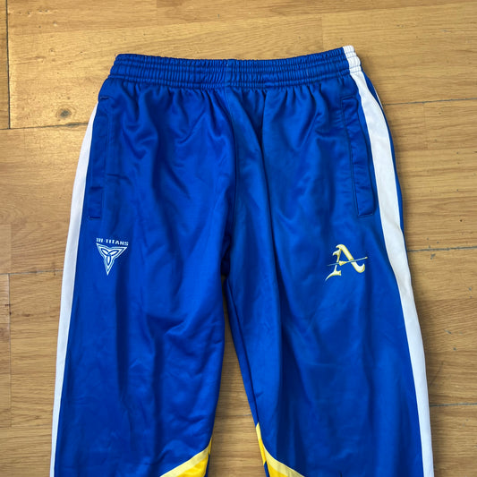 Pantalon de sport bleu avec détails blancs et jaunes - Taille L