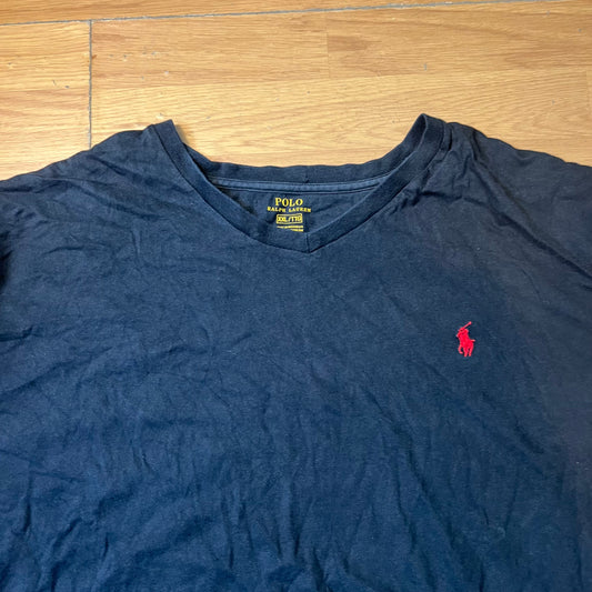T-shirt noir col V - Ralph Lauren - Taille XXL