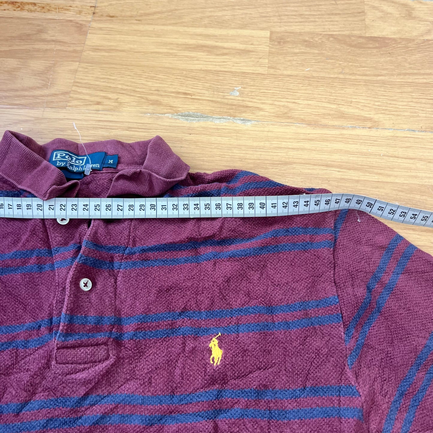 Polo rayé bordeaux et bleu - Ralph Lauren - Taille M