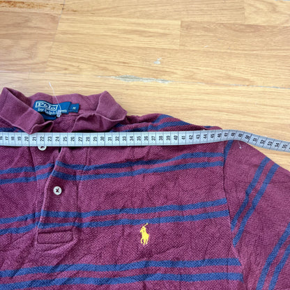 Polo rayé bordeaux et bleu - Ralph Lauren - Taille M