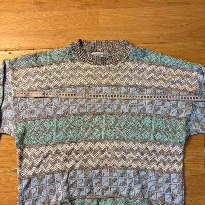 Pull en maille gris et vert - Schiesser - Taille 52