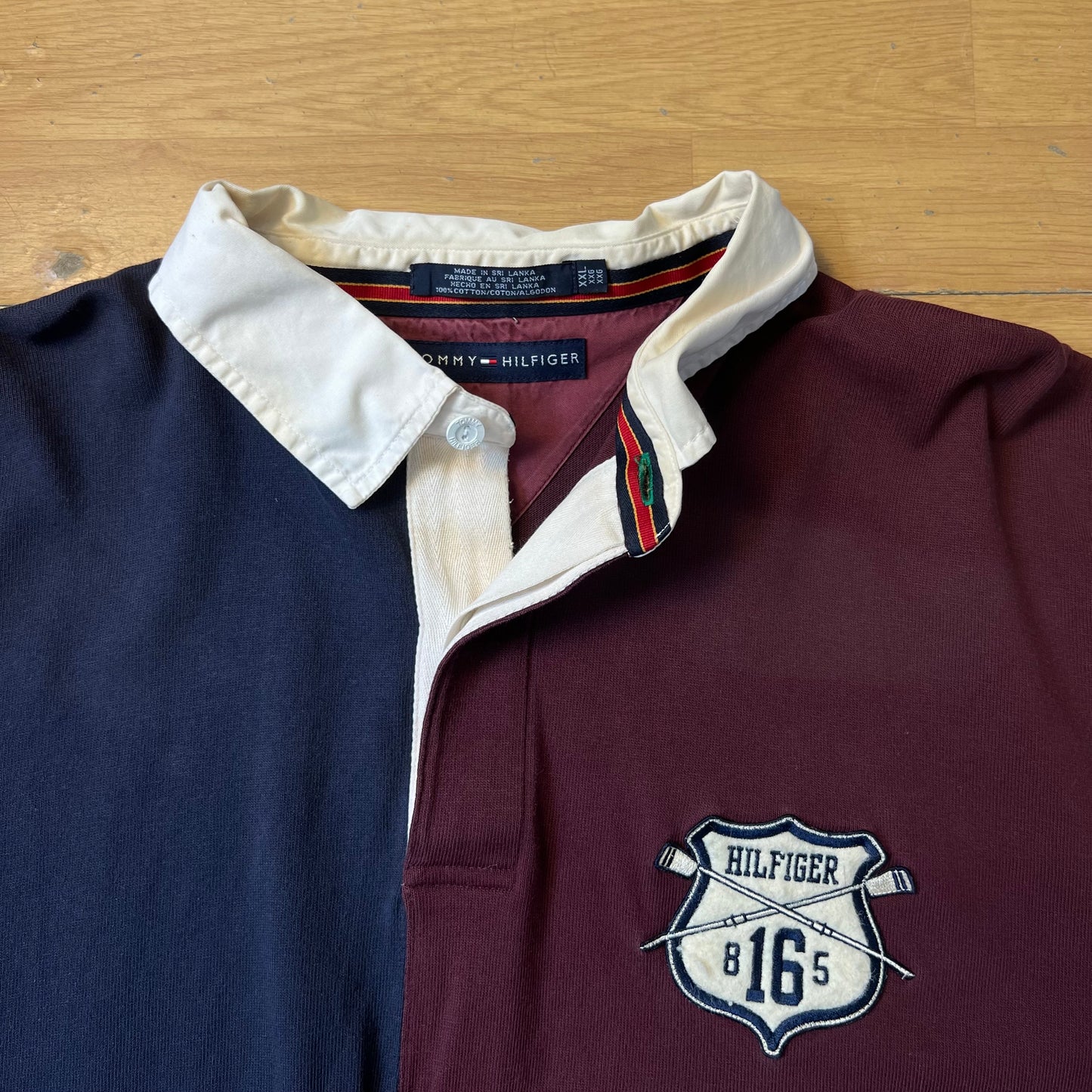 Polo manches longues rouge et bleu - Tommy Hilfiger - Taille XXL