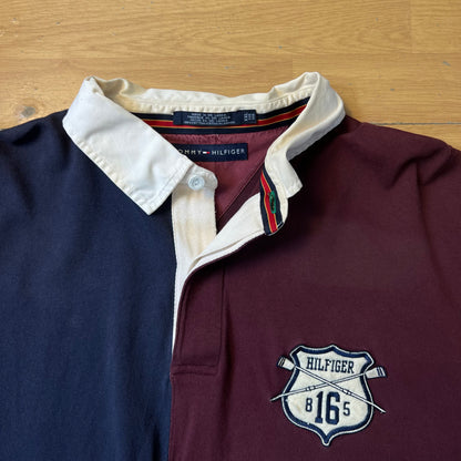 Polo manches longues rouge et bleu - Tommy Hilfiger - Taille XXL