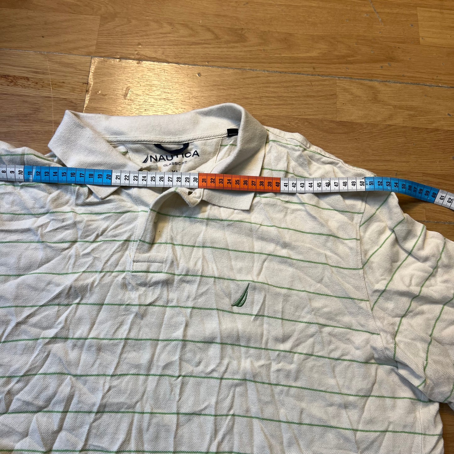 Polo crème à fines rayures vertes - Nautica - Taille XL