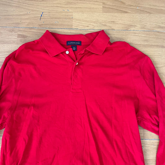 Polo manches longues rouge - Lands’ End - Taille M