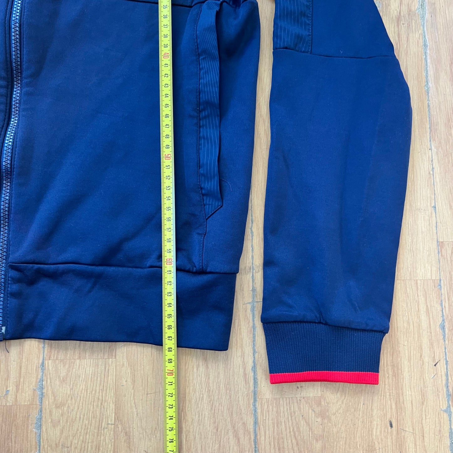 Sweat zippé bleu avec capuche rouge - Reebok - Taille M