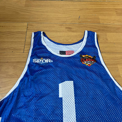 T-shirt basketball réversible bleu et blanc - Taille M/L