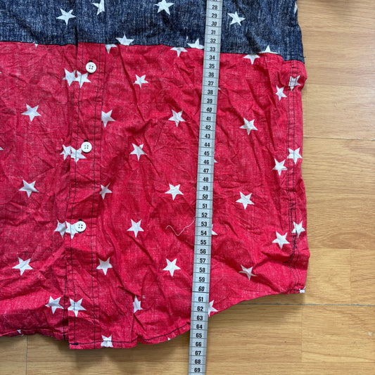 Chemise manches courtes bleu et rouge étoilée - Taille S