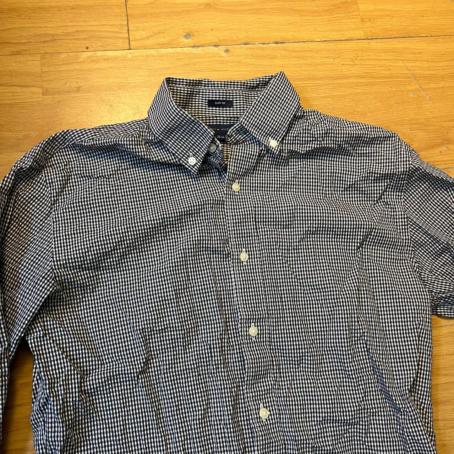 Chemise slim fit à carreaux noir et blanc - Tommy Hilfiger - Taille 34-35