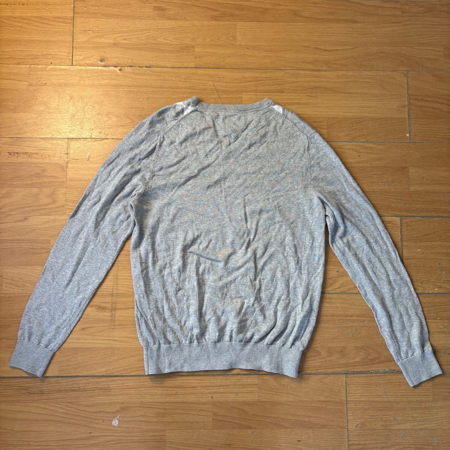 Pull en maille col V gris - Tommy Hilfiger - Taille M