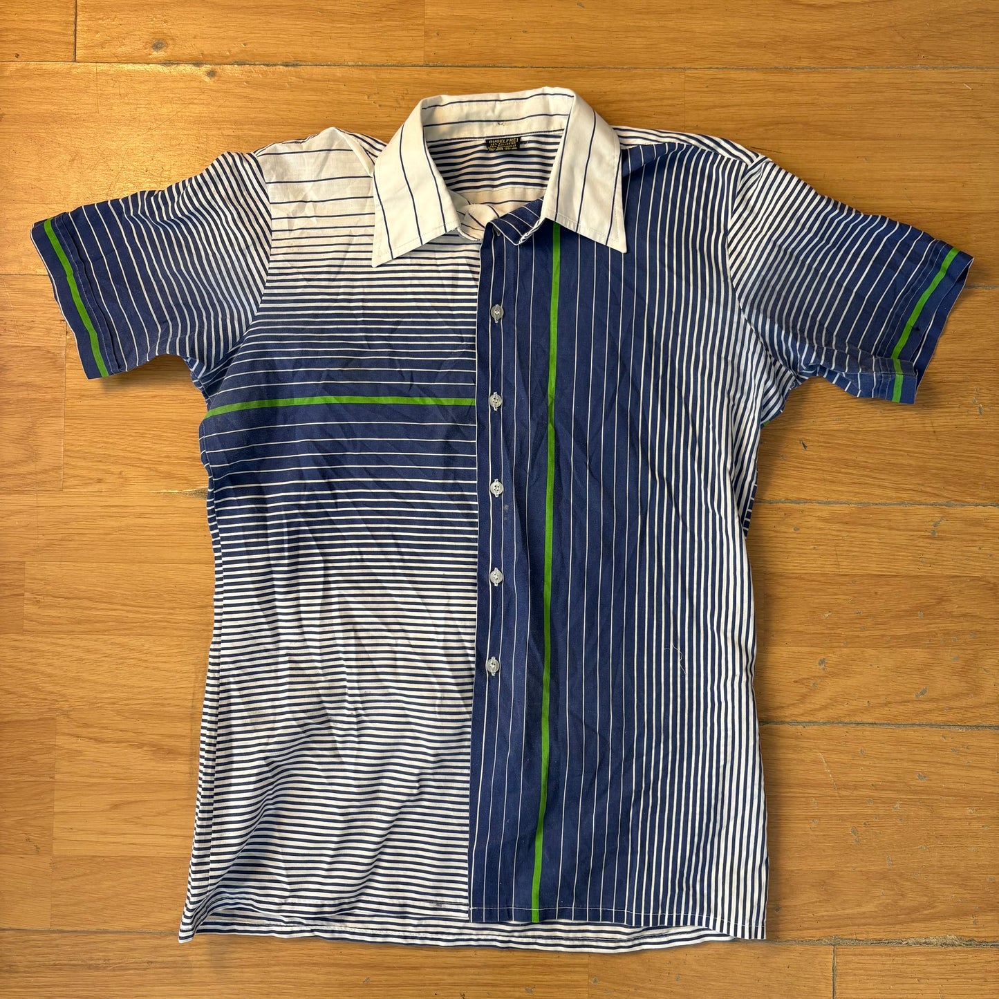 Chemise à manches courtes bleu et vert - Bügelfrei - Taille M