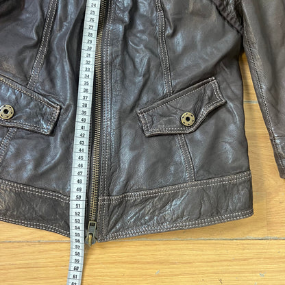 Veste en cuir marron avec capuche en tissu - Taille S by SARLOTTE