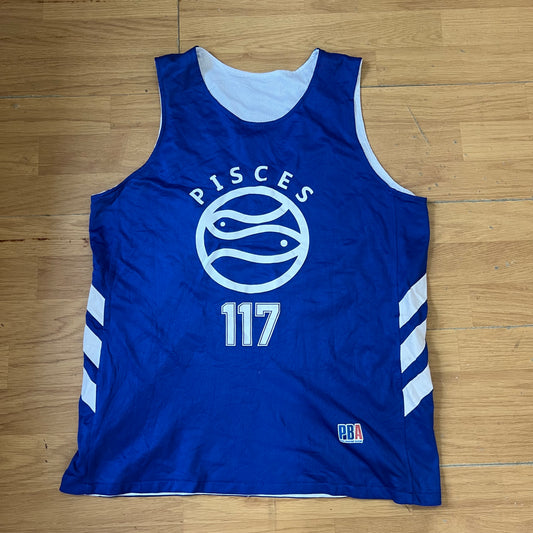 T-shirt basketball bleu et blanc - Pisces - Taille M