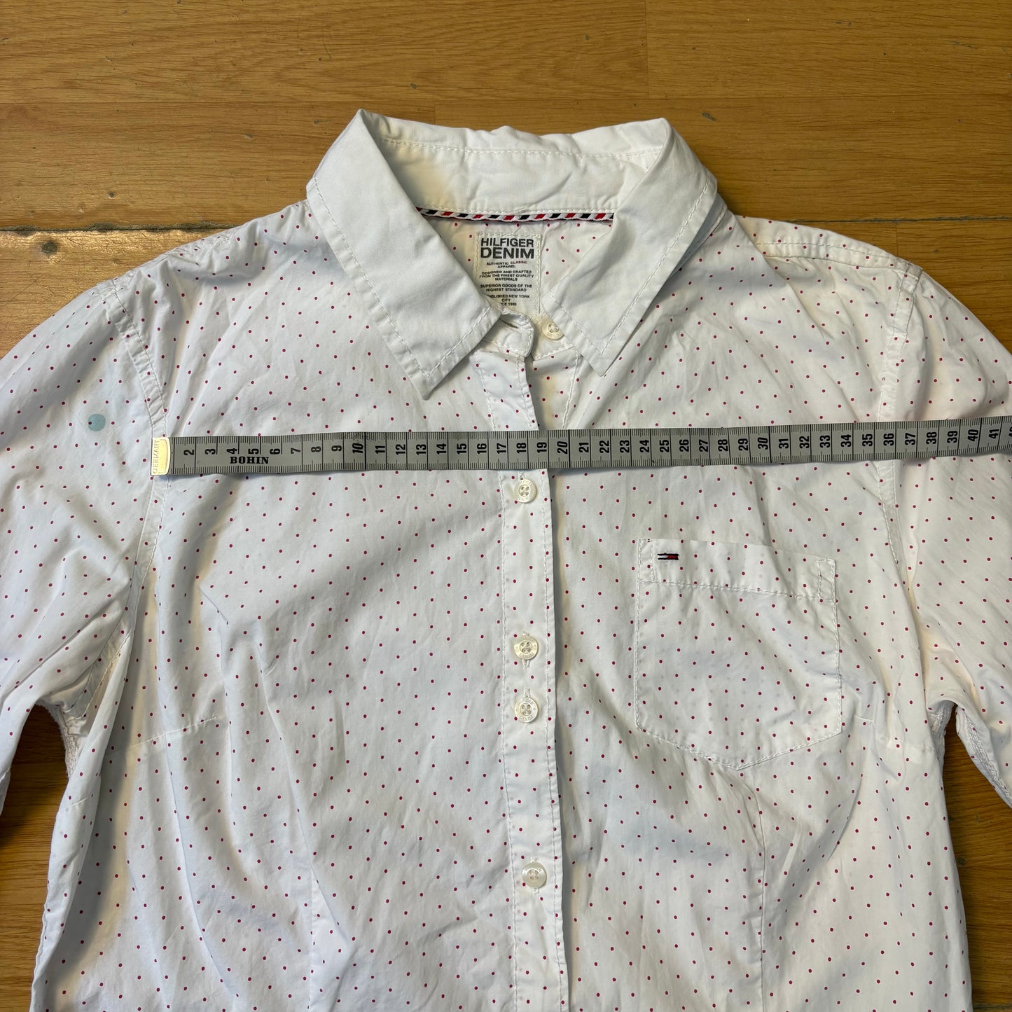 Chemise blanche à pois rouge - Hilfiger Denim - Taille L