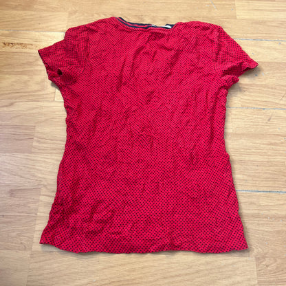 T-shirt col V à pois rouge et noir - Tommy Hilfiger - Taille S