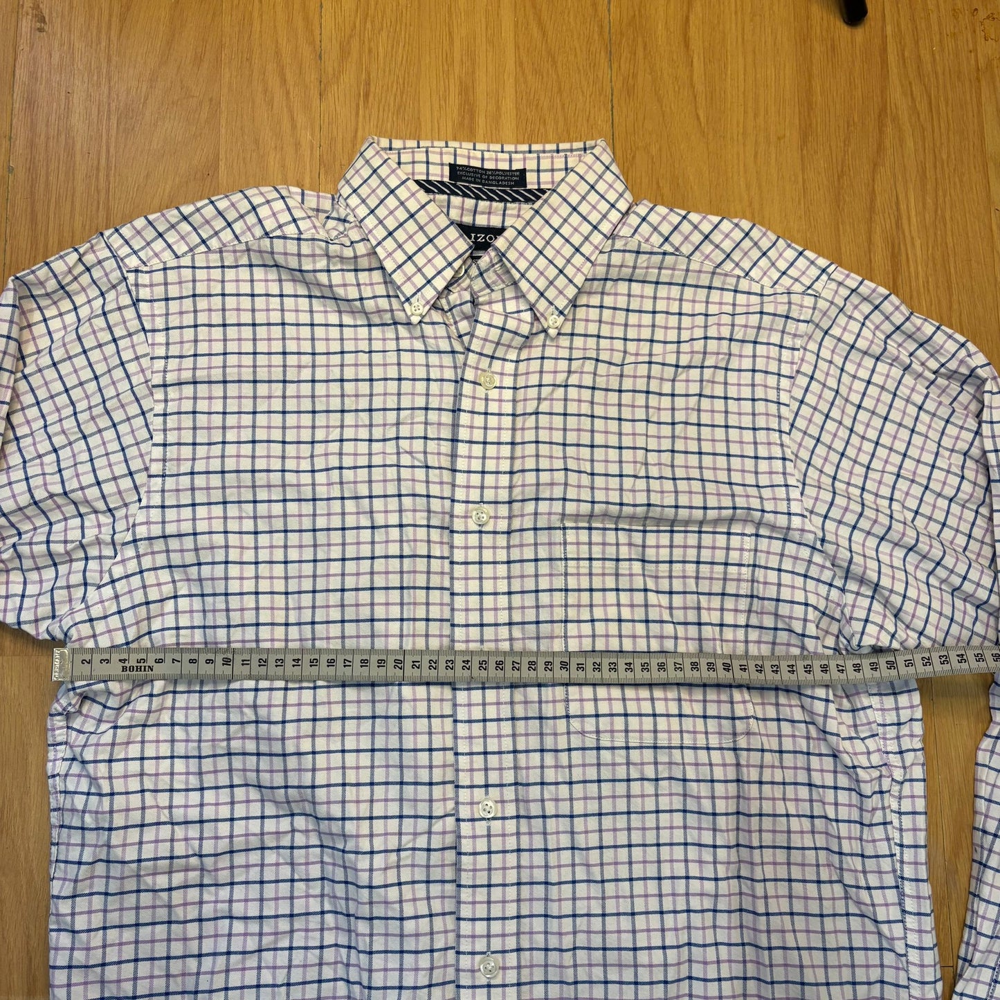 Chemise manches longues violet, blanc et bleu - Izod - Taille 32/33