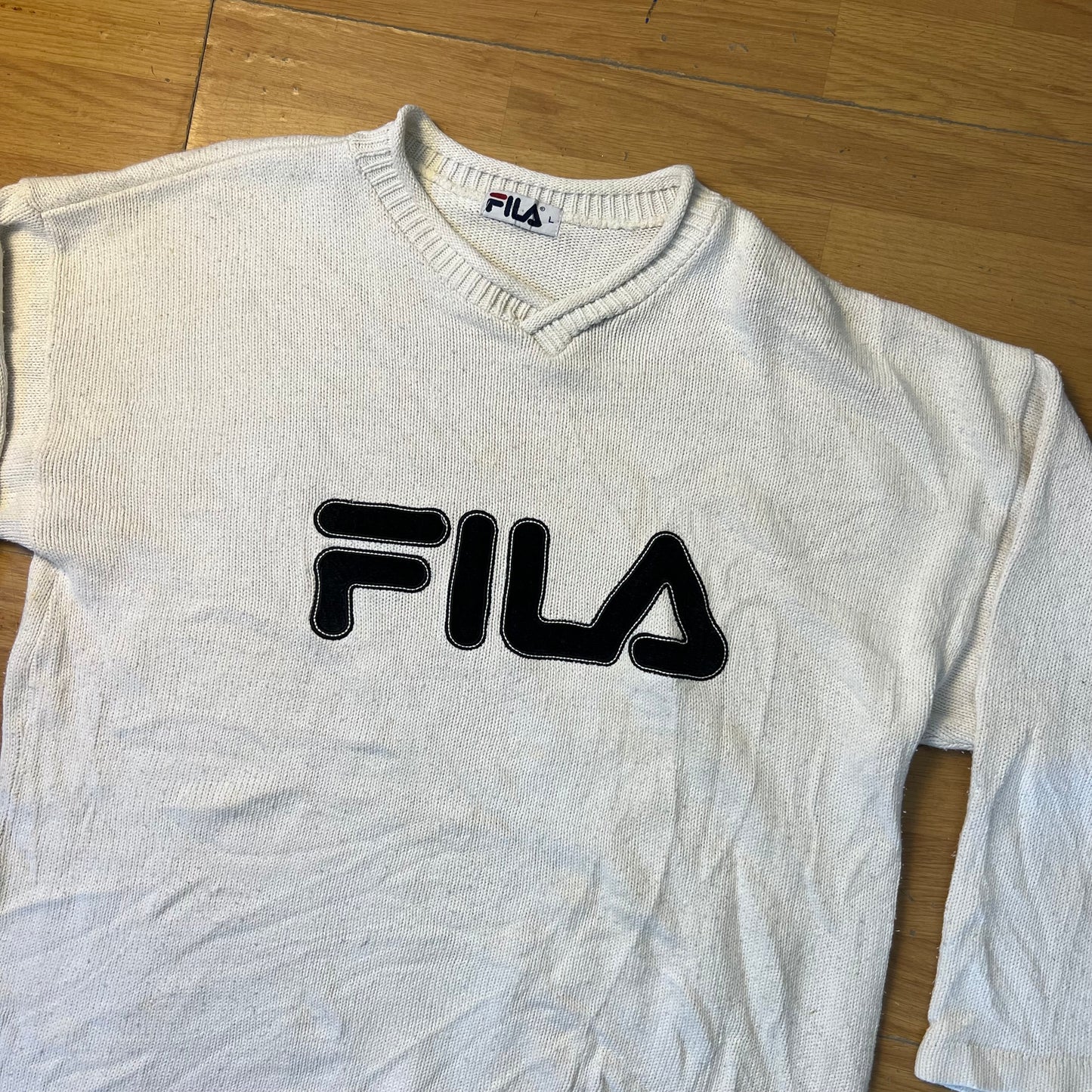 Pull blanc col V - Fila - Taille L